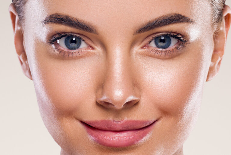 Eyes lips nose woman perfect healthy skin